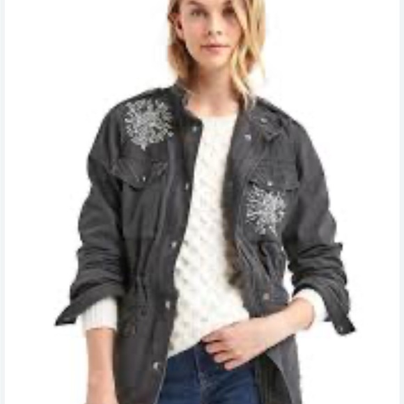 GAP Jackets & Blazers - GAP Gray Beaded Utility Jacket ✨